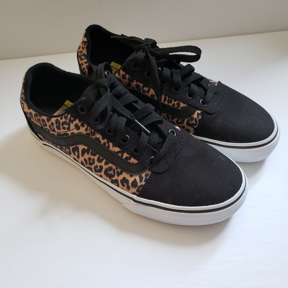 Vans Black and Leopard Print Sneakers